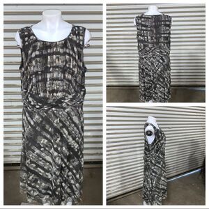 Coldwater Creek dress geometric sleeveless black and cream sheath career dress